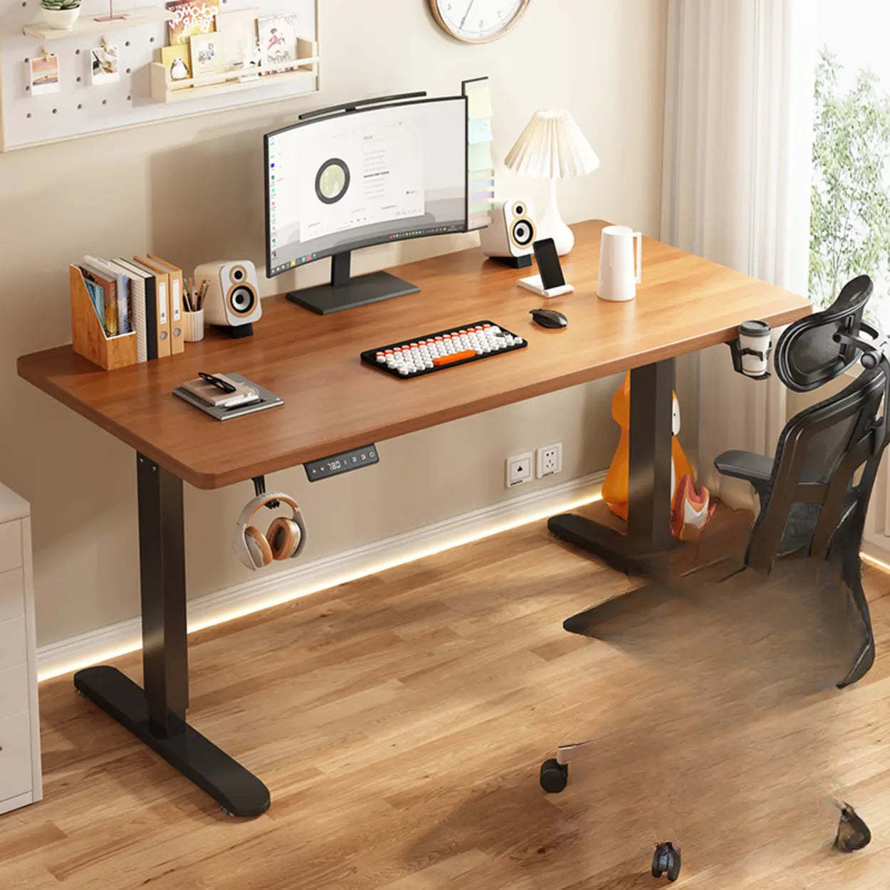 Height-Adjustable Wood Writing Desk