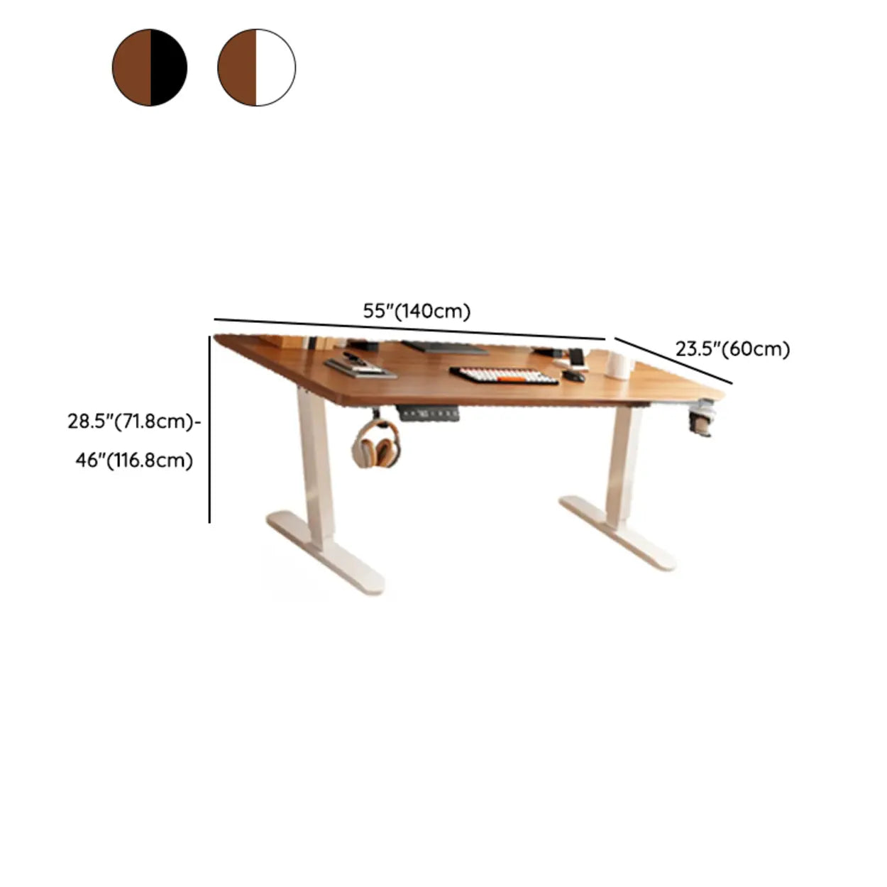 Height-Adjustable Wood Writing Desk