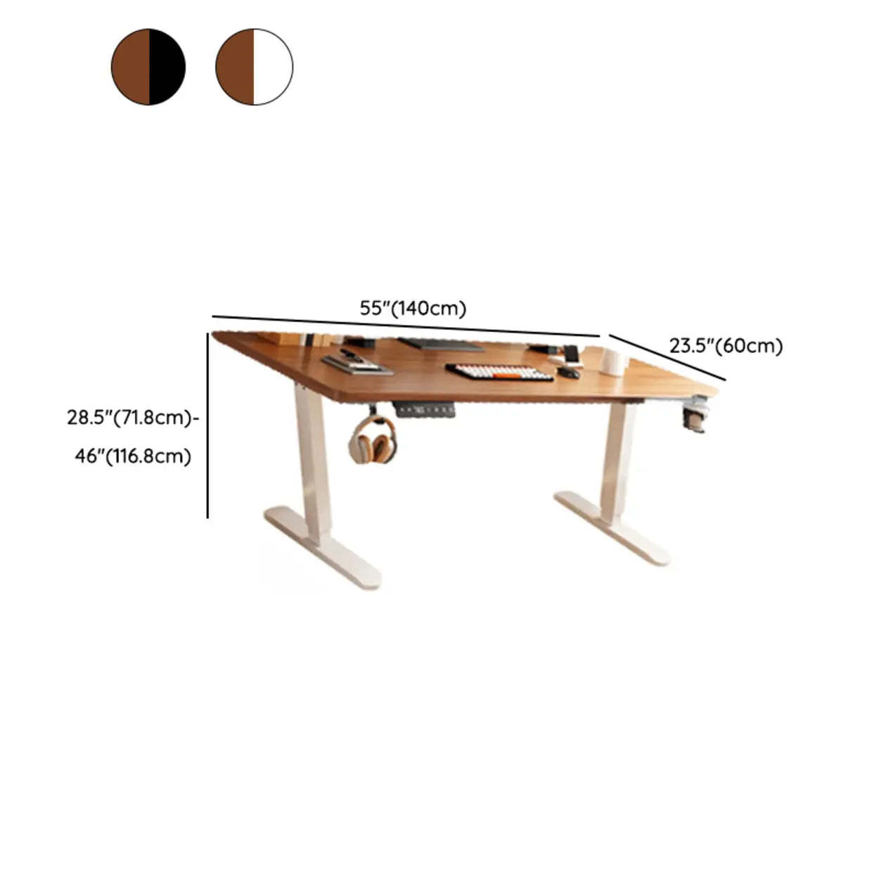 Height-Adjustable Wood Writing Desk