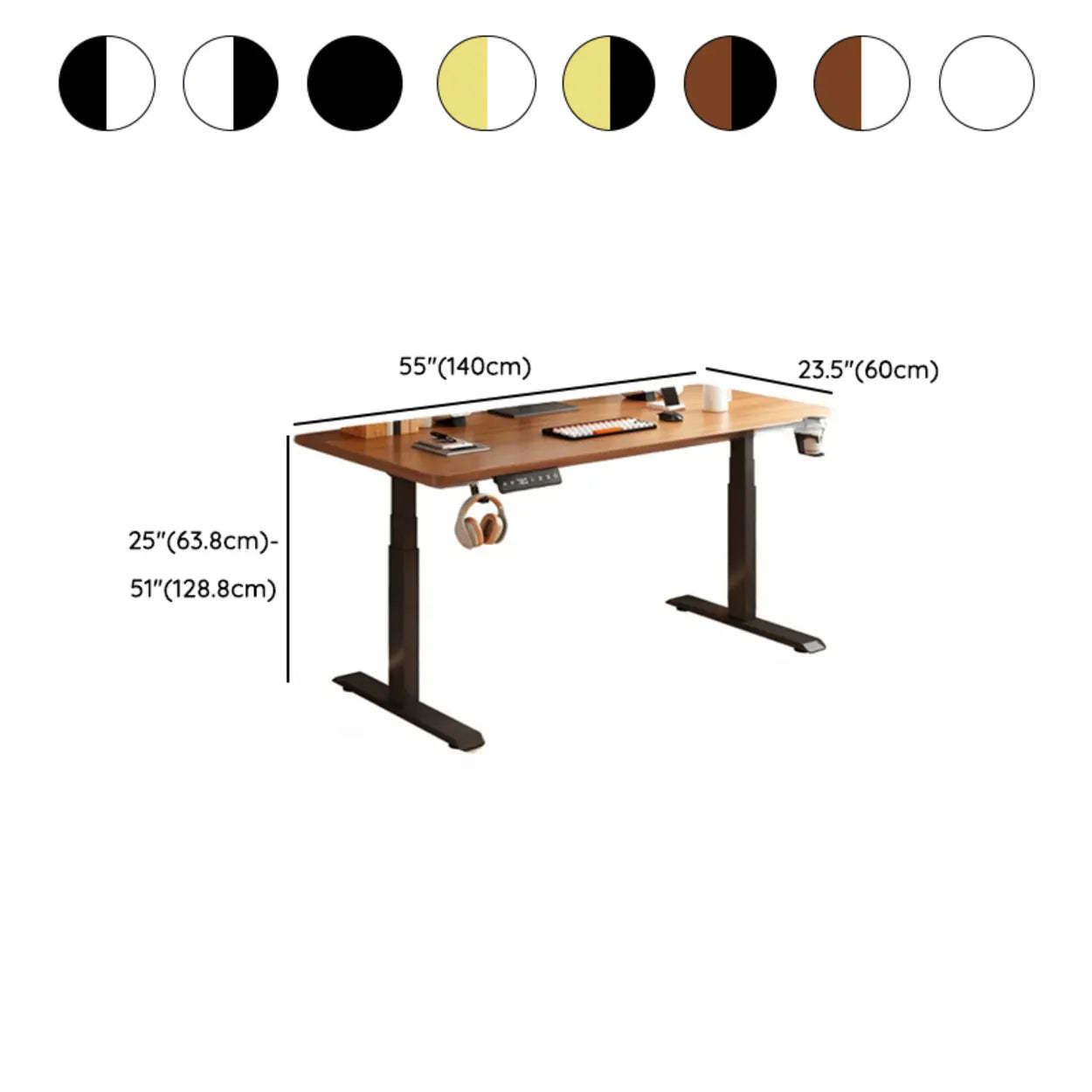 Height-Adjustable Wood Writing Desk