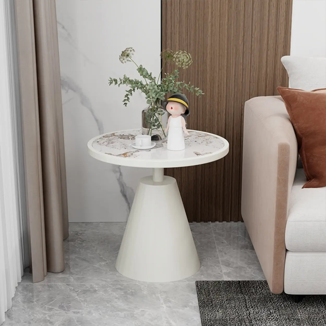 Standard Pedestal Sintered Stone Chairside Table