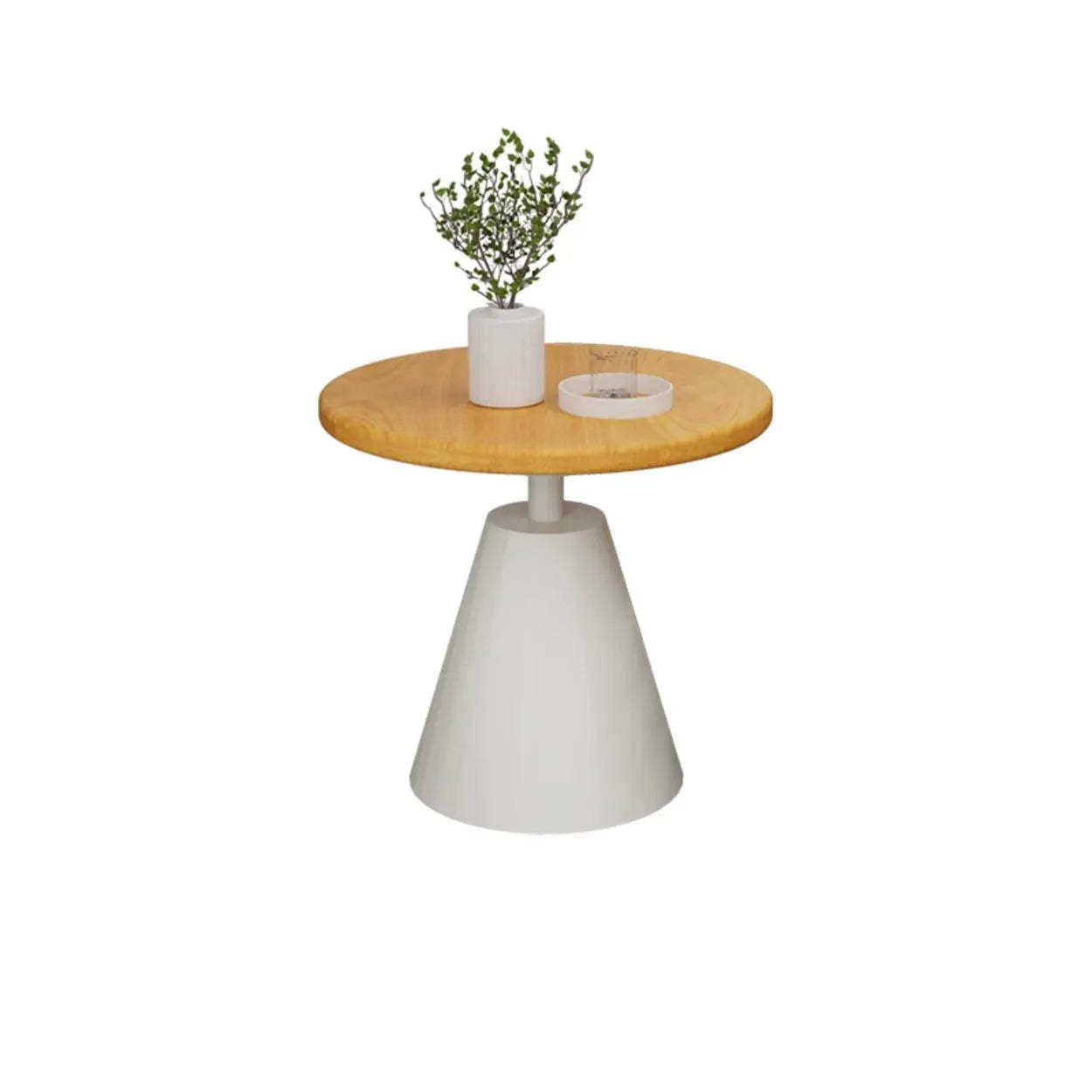 Standard Pedestal Sintered Stone Chairside Table — Black / Walnut