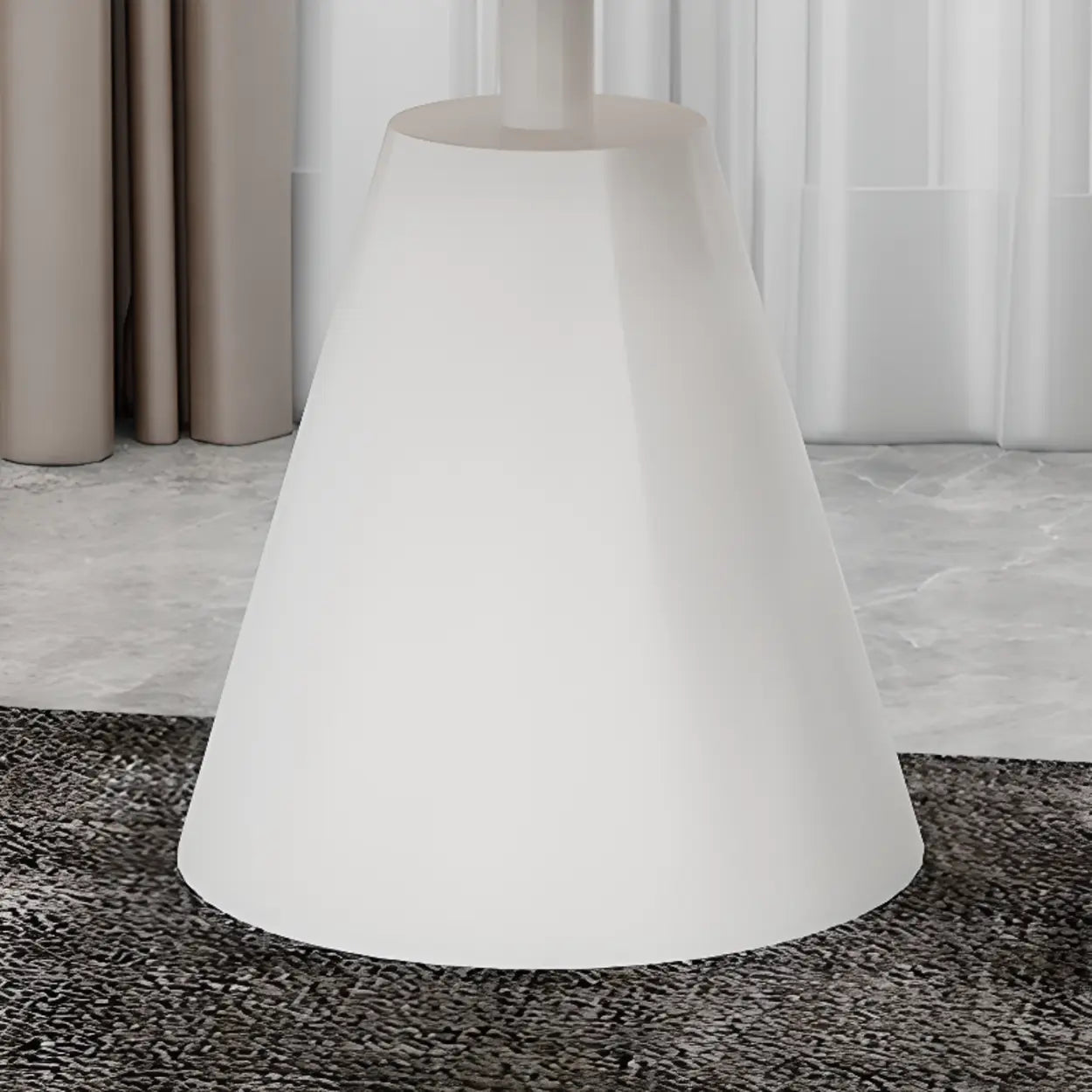Standard Pedestal Sintered Stone Chairside Table — Beige / Natural