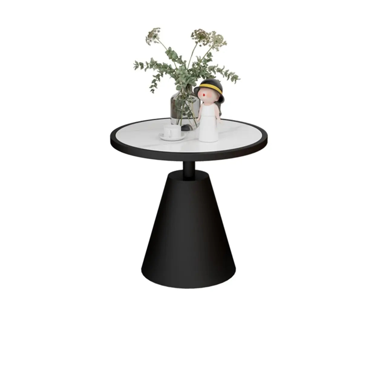 Standard Pedestal Sintered Stone Chairside Table — Black / Pandora