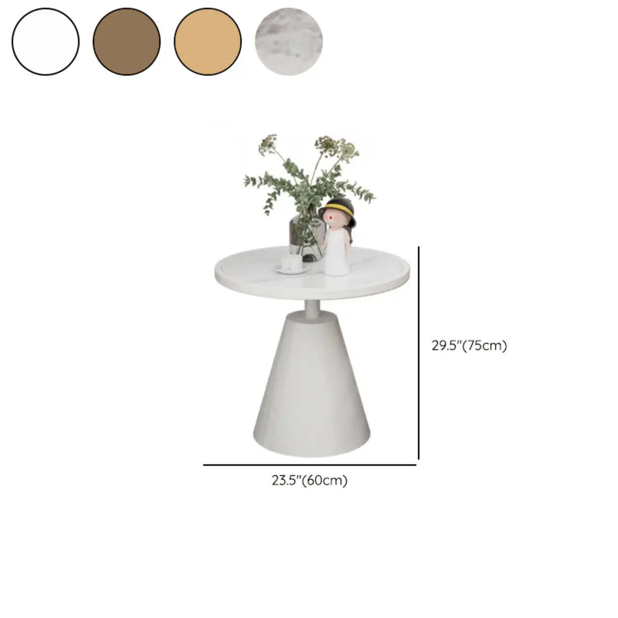Standard Pedestal Sintered Stone Chairside Table
