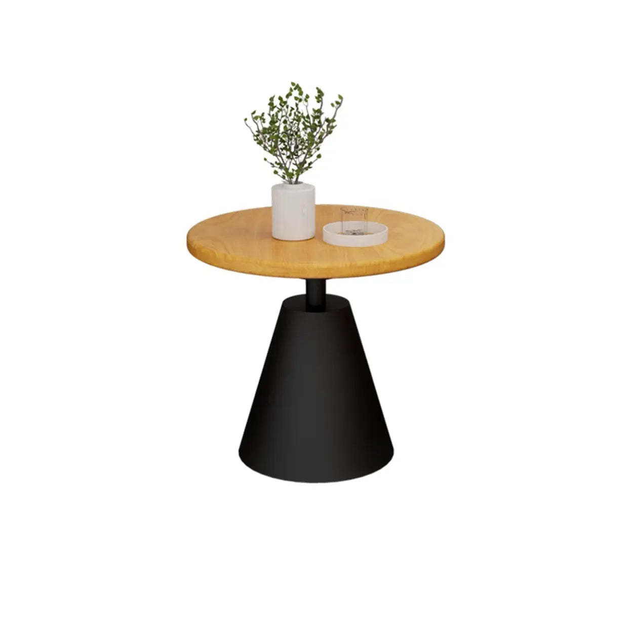 Standard Pedestal Sintered Stone Chairside Table — Black / White