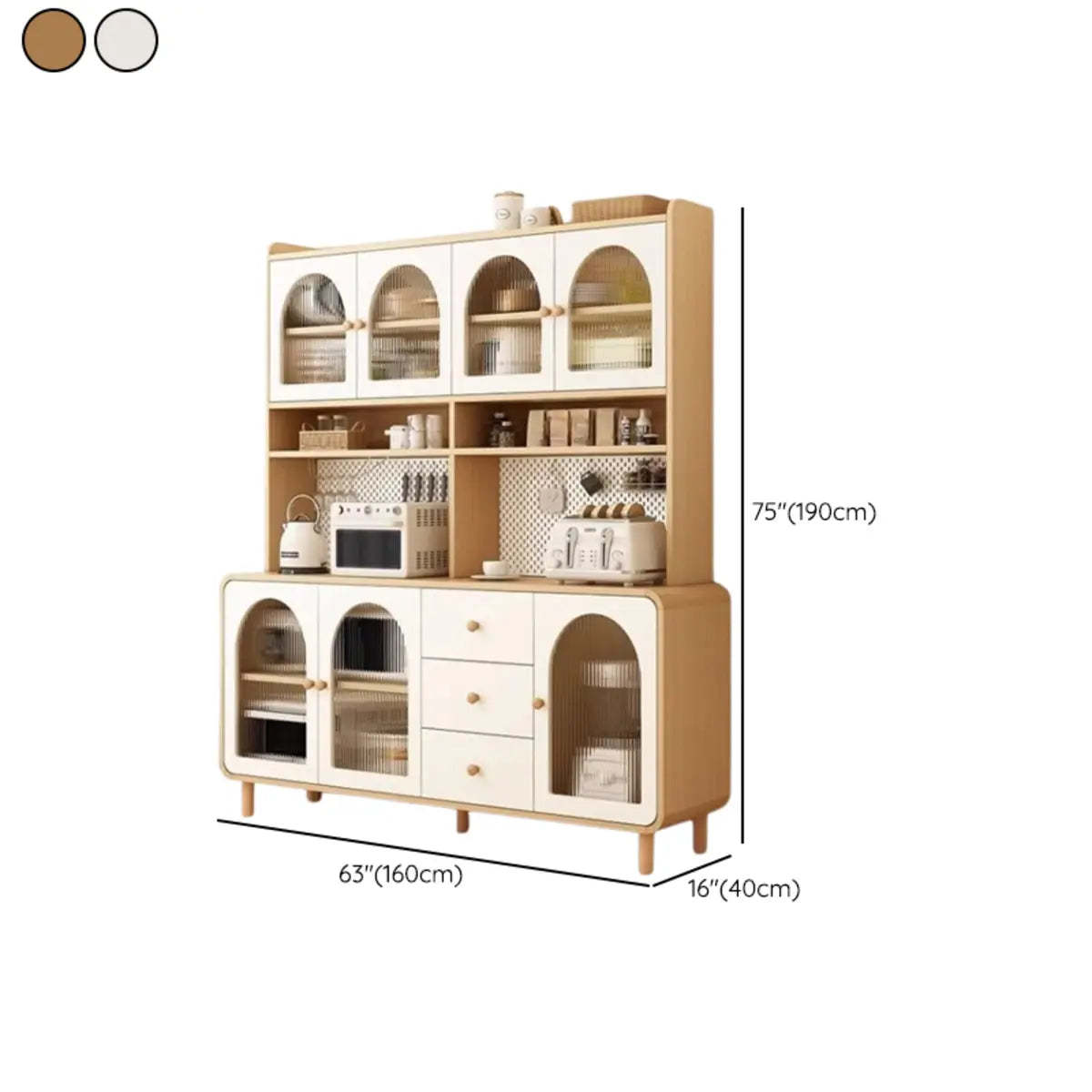 Arched Door Cream Glazed Open Buffet