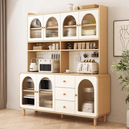 Arched Door Cream Glazed Open Buffet — Cream