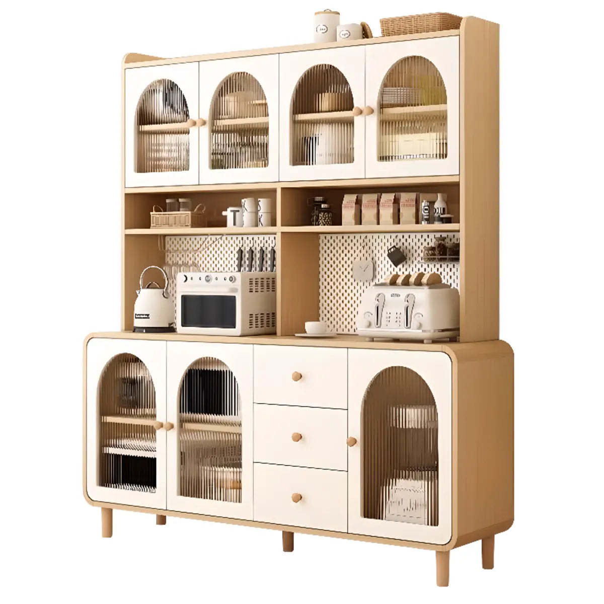 Arched Door Cream Glazed Open Buffet