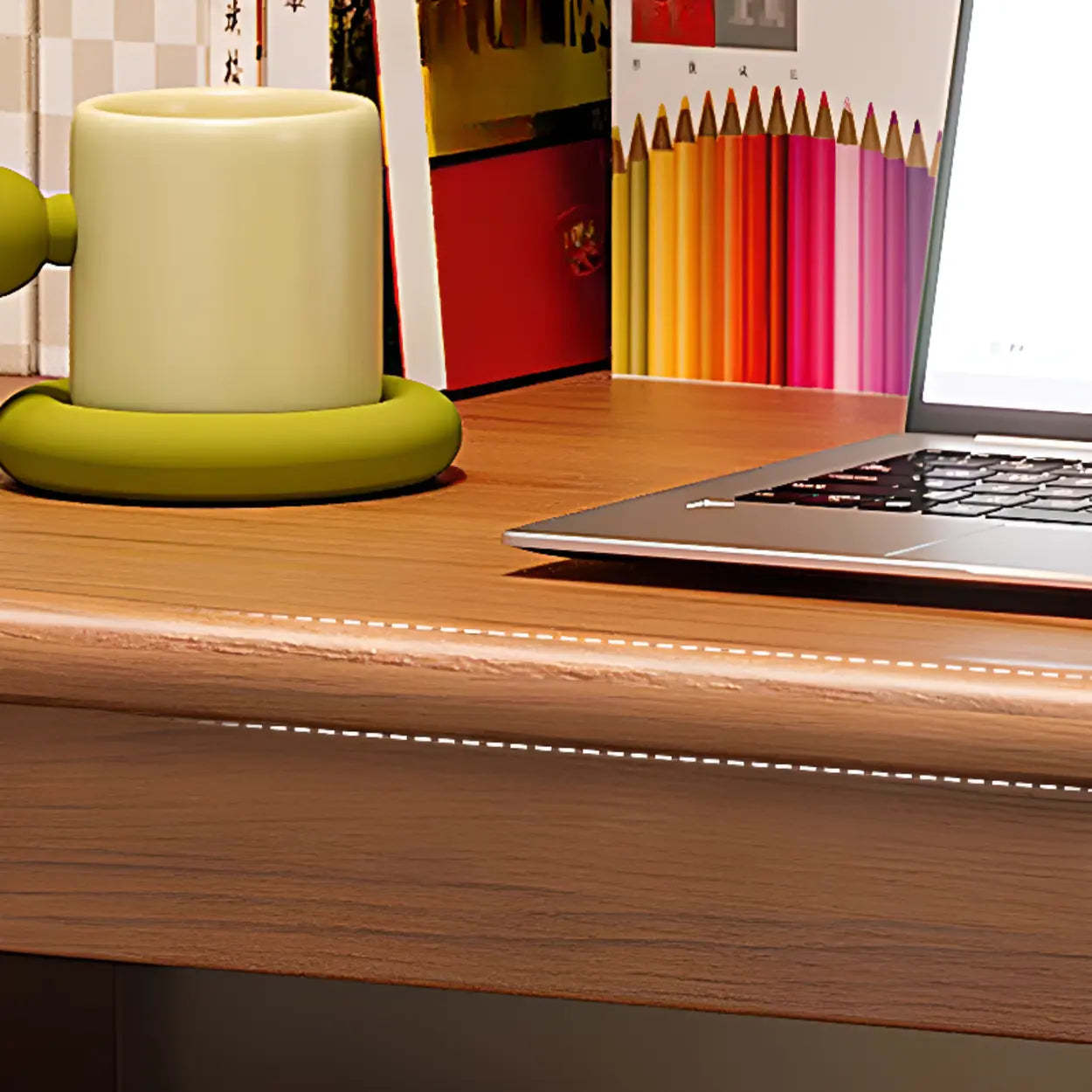 Wood Computer Desk with Hutch and Storage