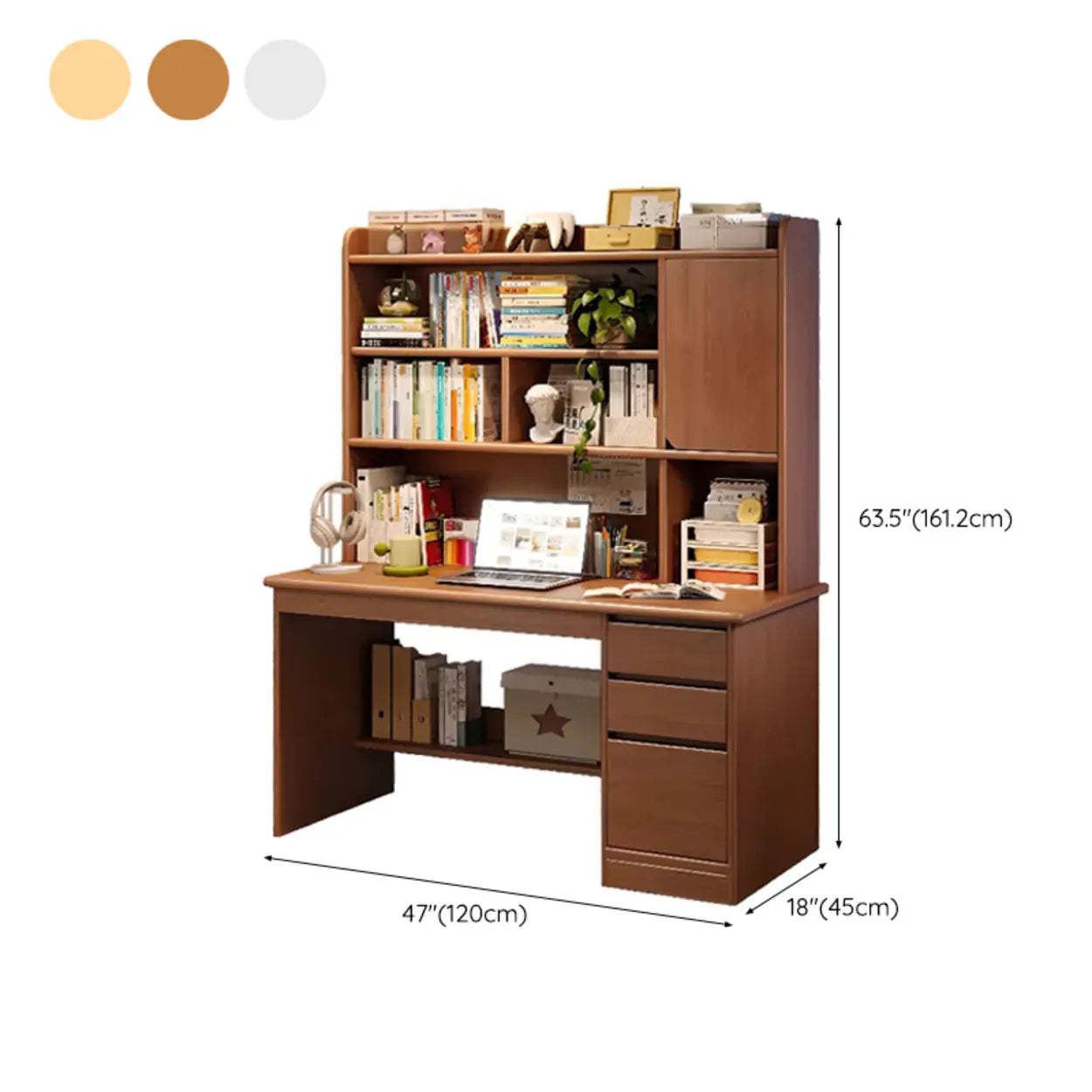 Wood Computer Desk with Hutch and Storage