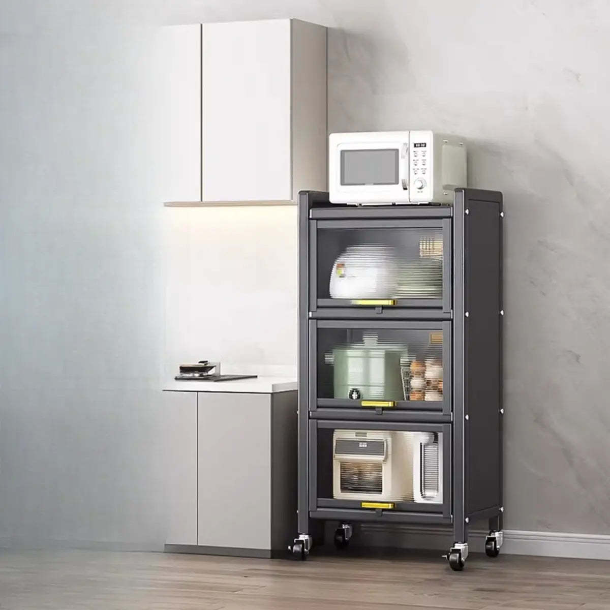 Lighom modern storage china gray display cabinets in steel — 20" L x 13" W x 45" H