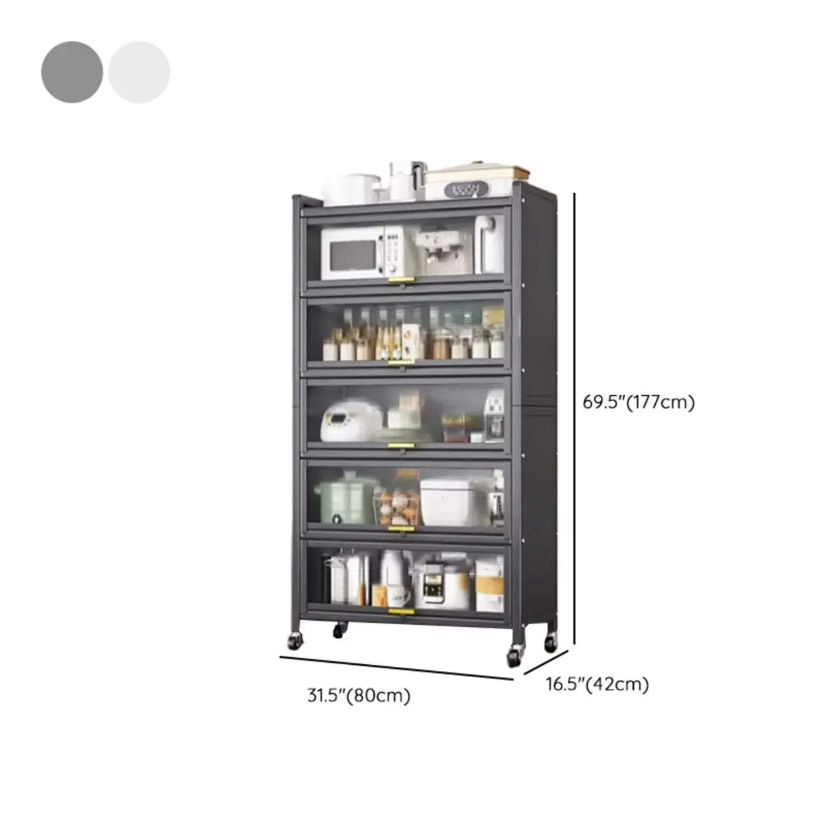 Gray Steel Dining Hutch China Cabinet