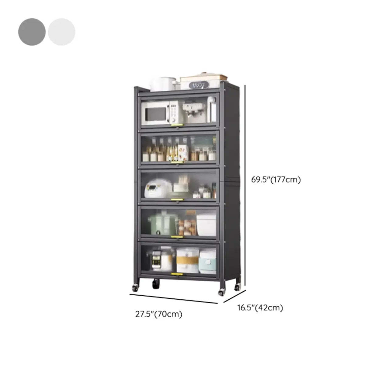 Gray Steel Dining Hutch China Cabinet