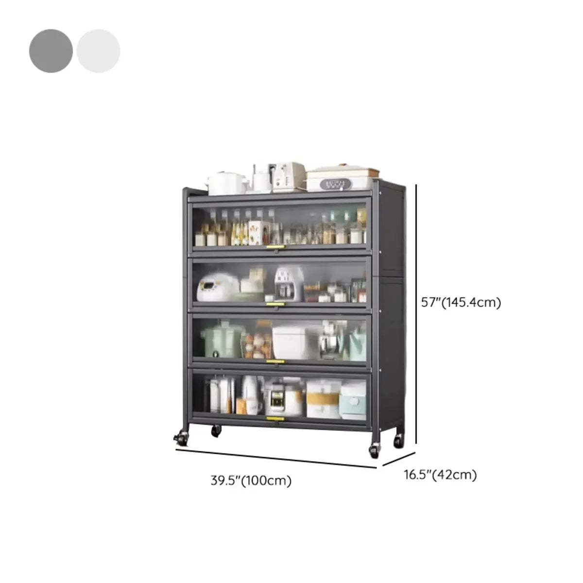Gray Steel Dining Hutch China Cabinet