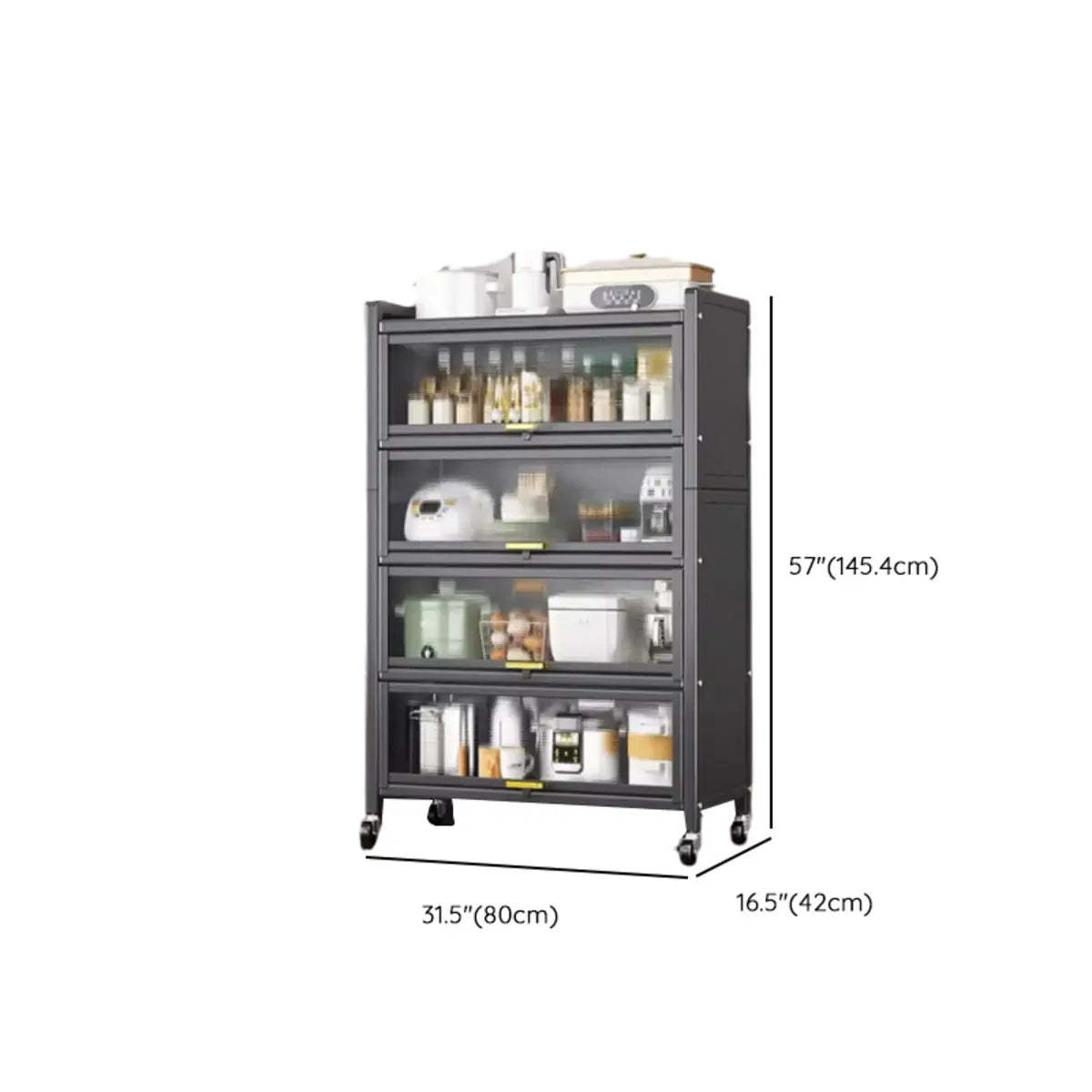 Gray Steel Dining Hutch China Cabinet