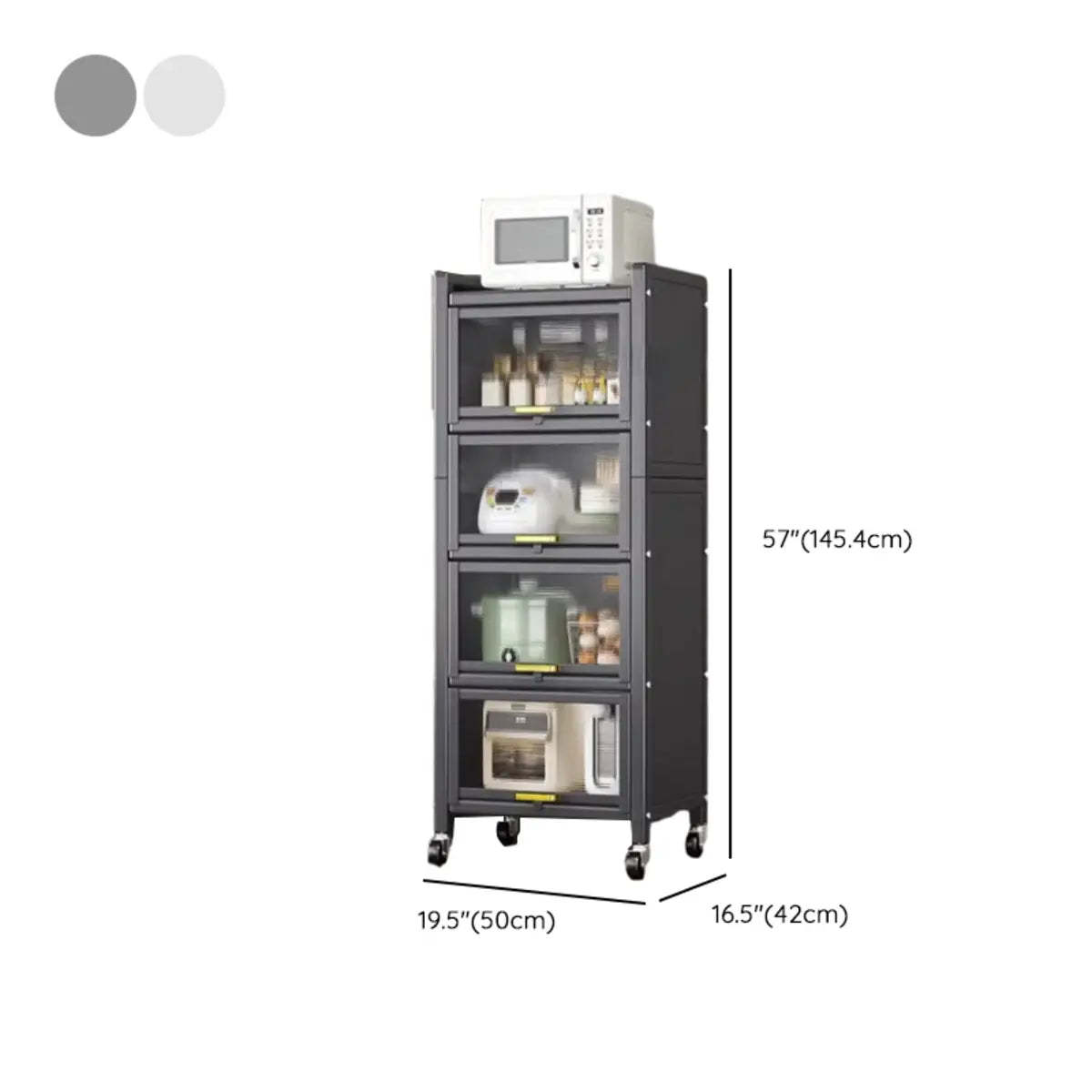 Gray Steel Dining Hutch China Cabinet