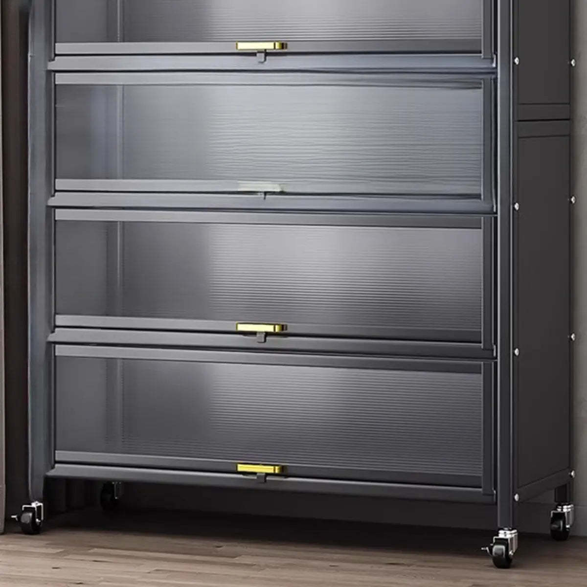 Gray Steel Dining Hutch China Cabinet — White