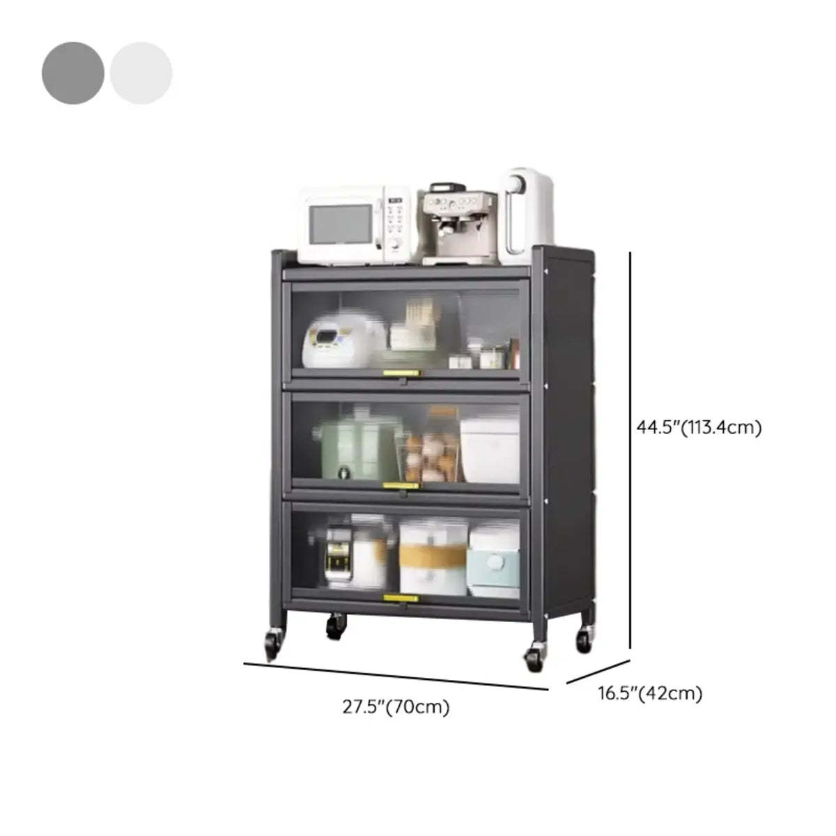 Gray Steel Dining Hutch China Cabinet