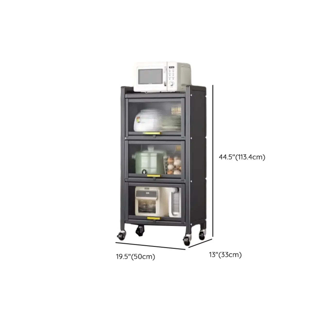 Gray Steel Dining Hutch China Cabinet