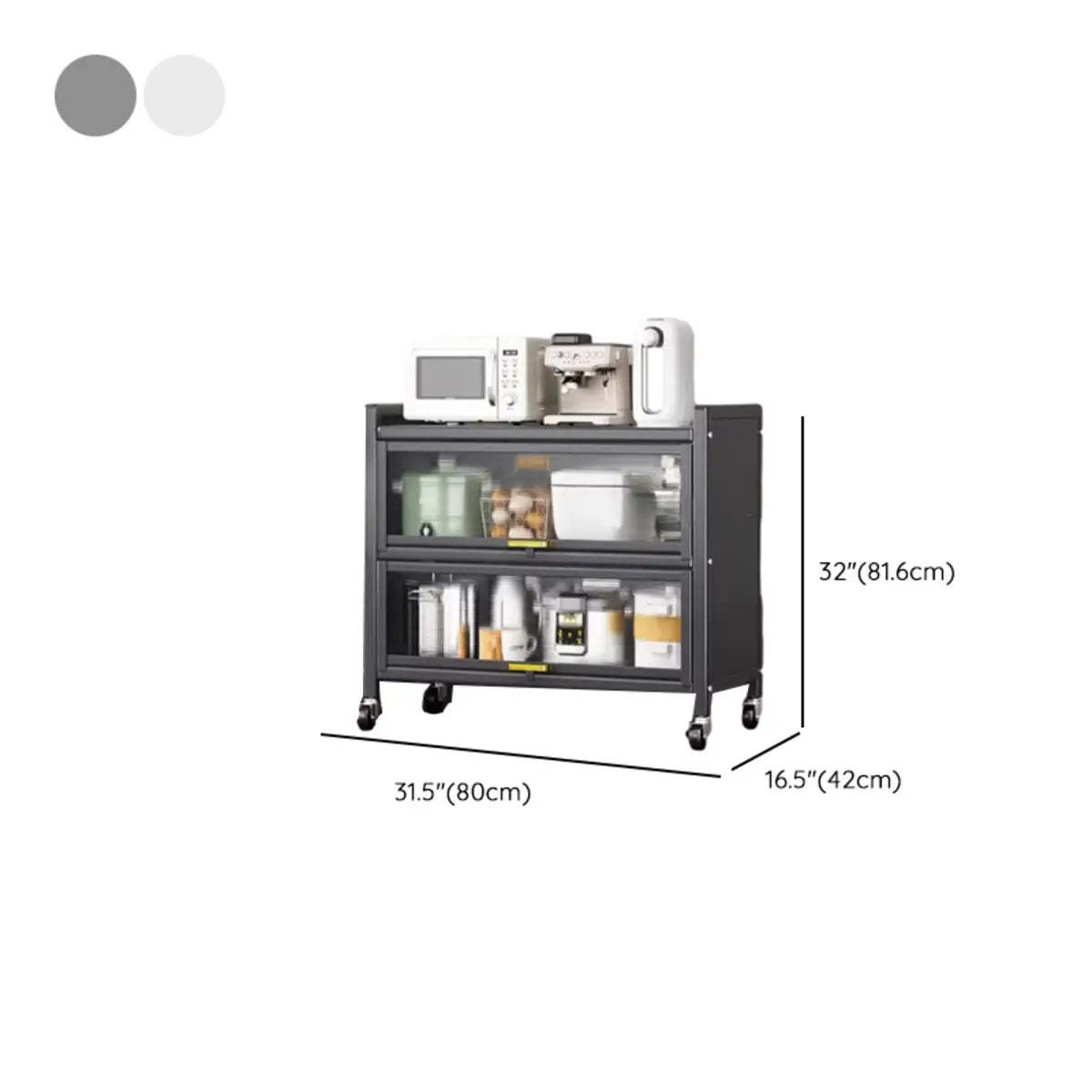 Gray Steel Dining Hutch China Cabinet