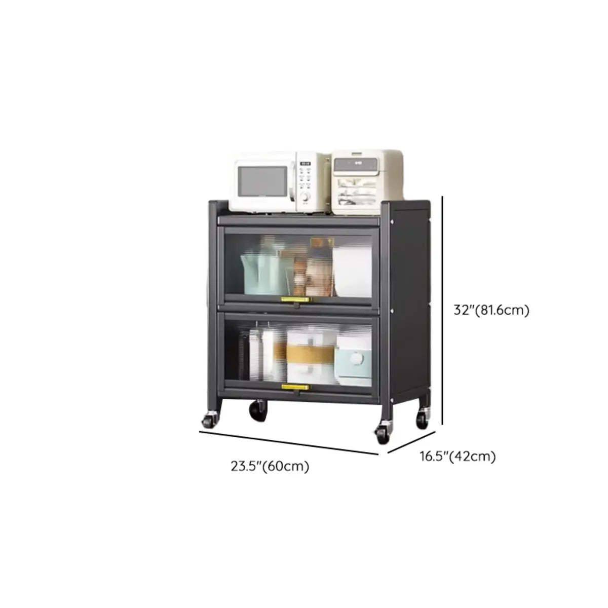 Gray Steel Dining Hutch China Cabinet