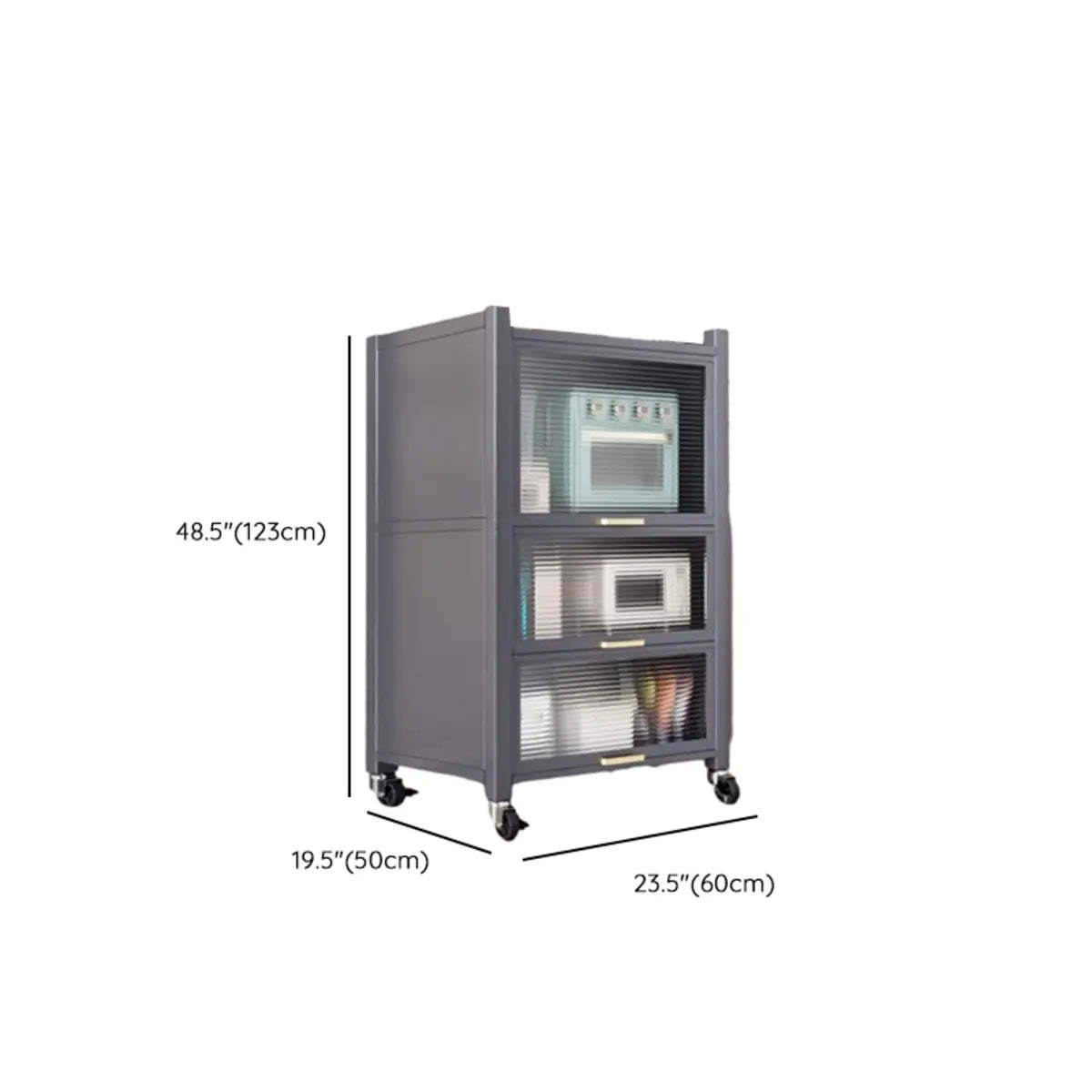 Gray Steel Dining Hutch China Cabinet