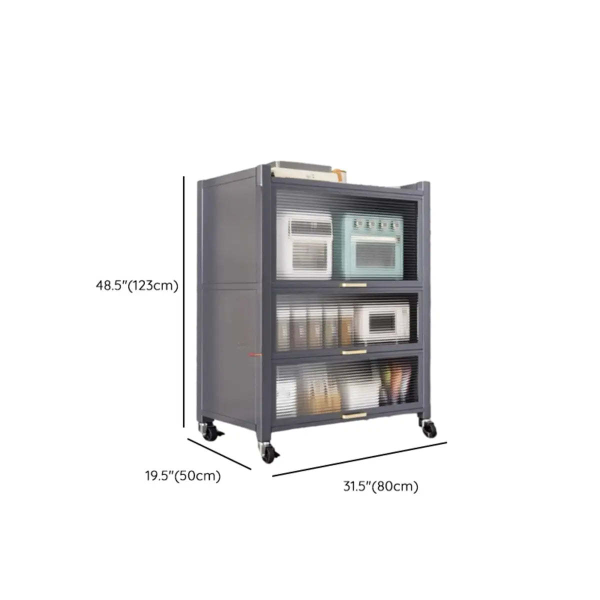 Gray Steel Dining Hutch China Cabinet