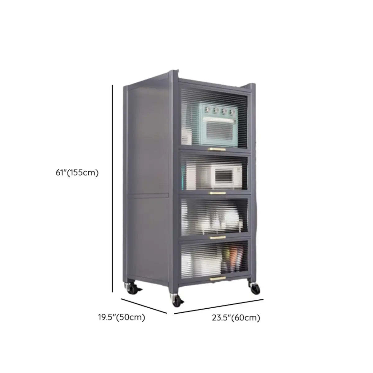 Gray Steel Dining Hutch China Cabinet