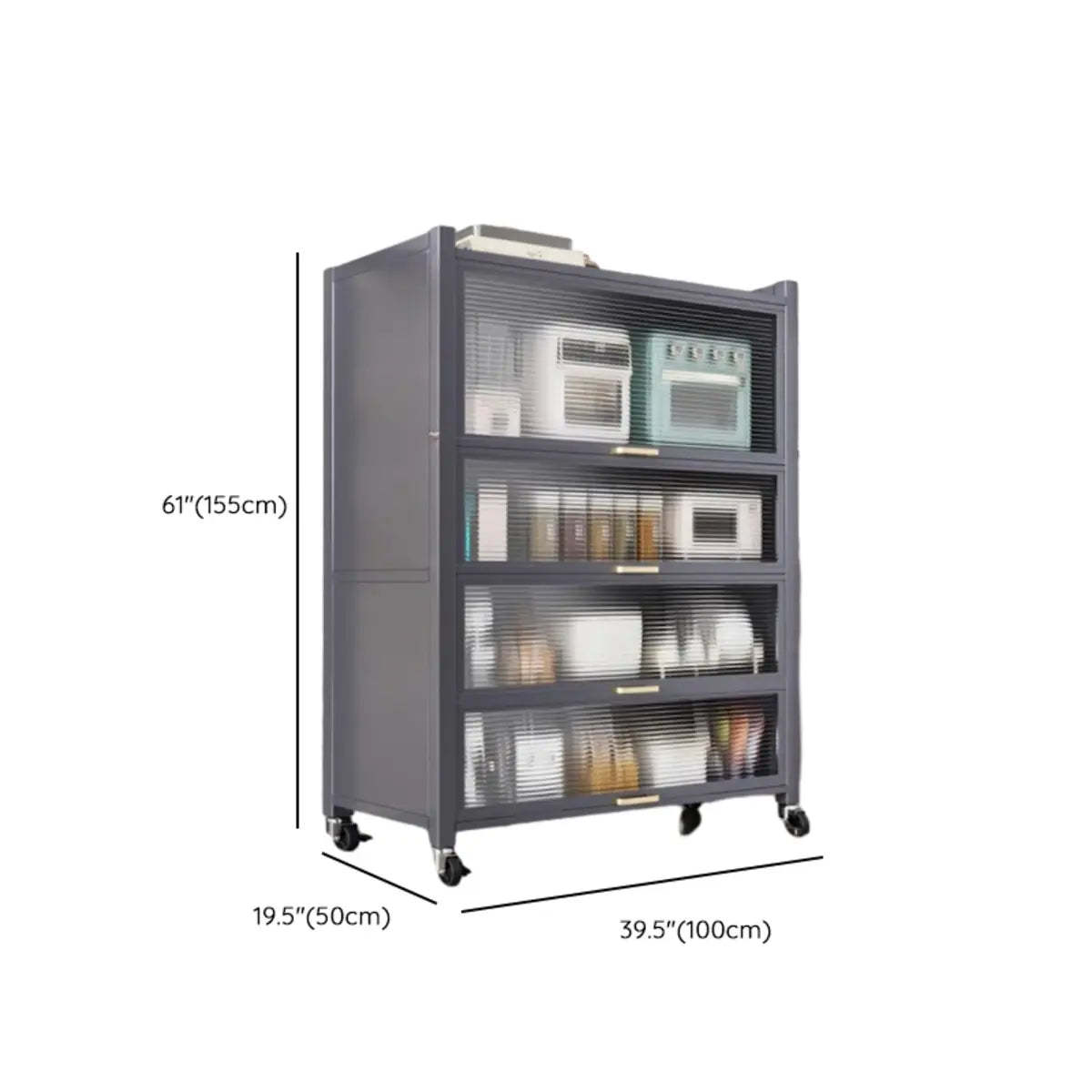 Gray Steel Dining Hutch China Cabinet