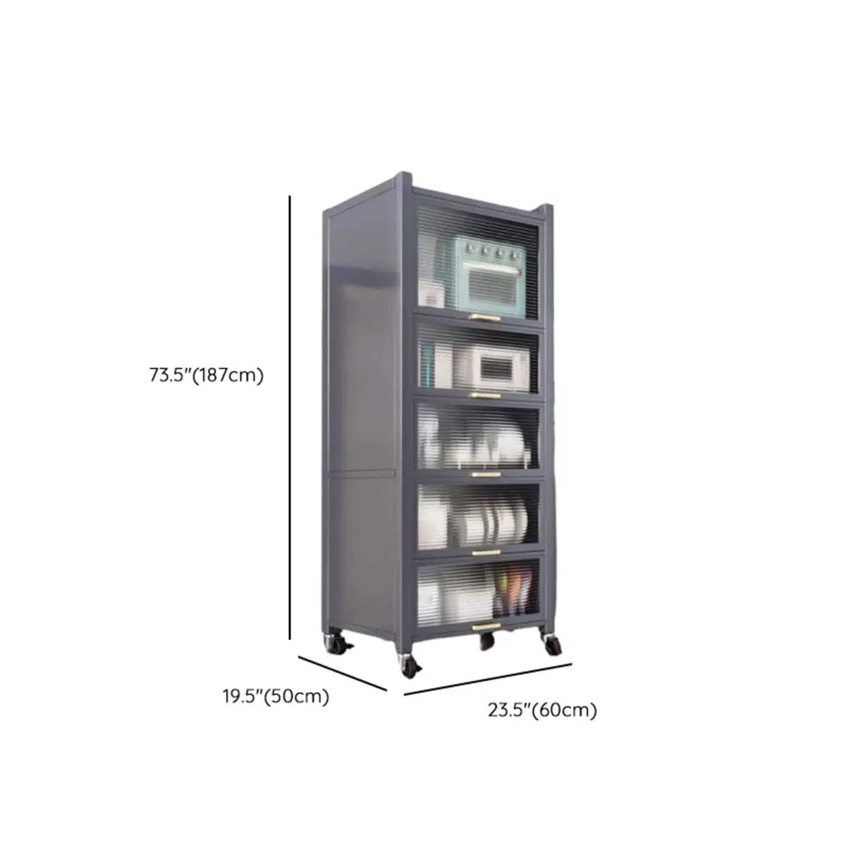 Gray Steel Dining Hutch China Cabinet