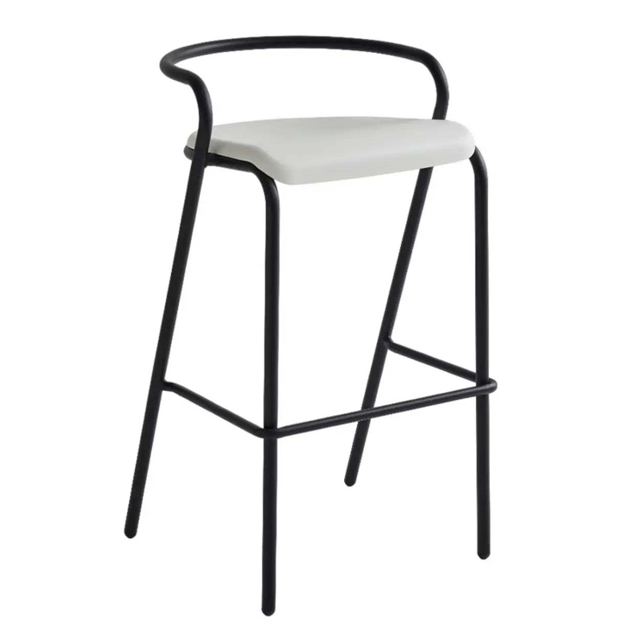 Steel-Frame Four-Leg Bucket Bar Stool with Footrest