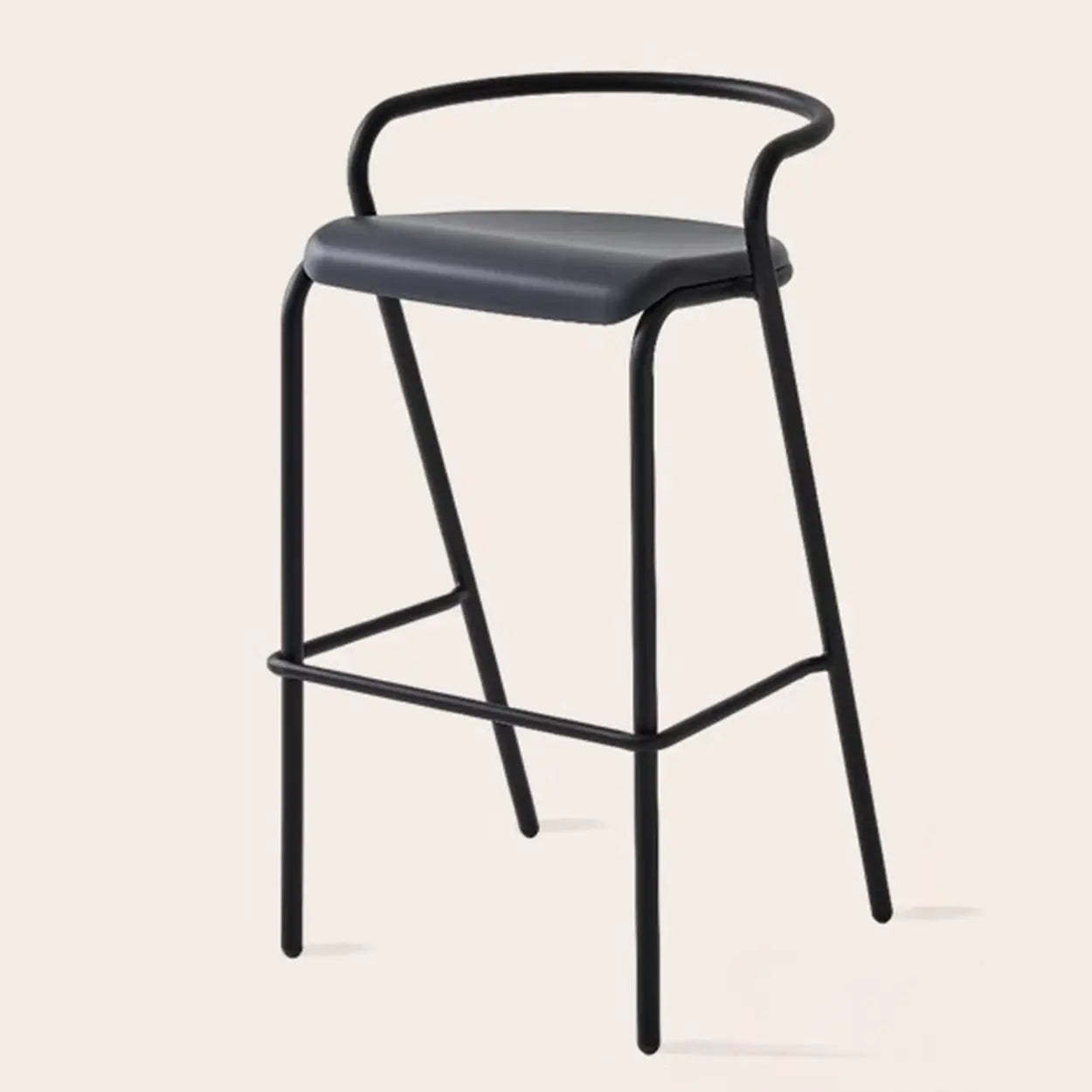 Lighom modern four-leg steel-frame gray bar & counter stools in steel acrylic wood