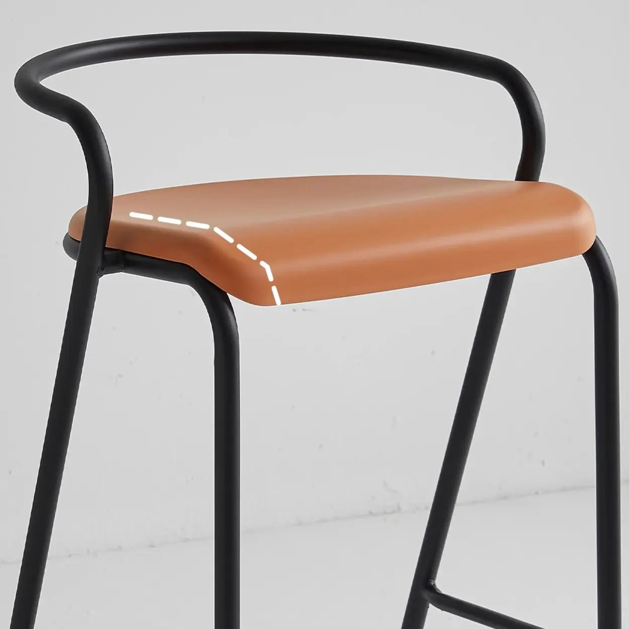Steel-Frame Four-Leg Bucket Bar Stool with Footrest