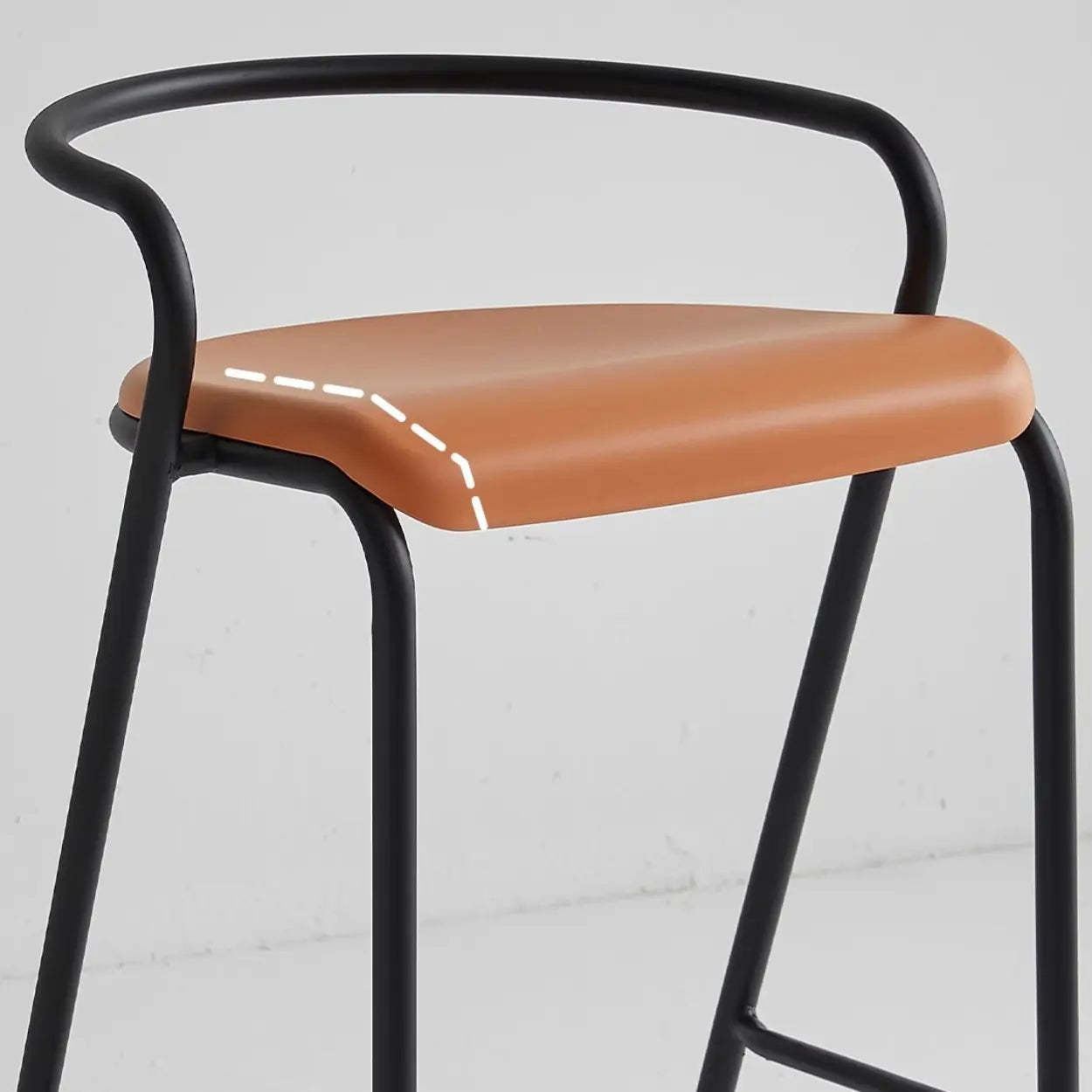 Steel-Frame Four-Leg Bucket Bar Stool with Footrest