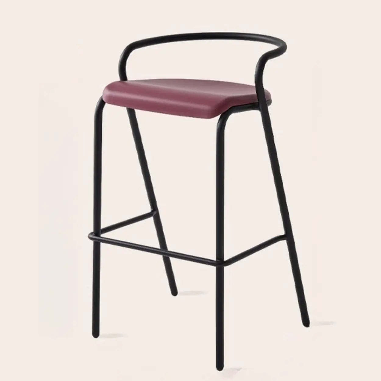 Steel-Frame Four-Leg Bucket Bar Stool with Footrest — Brown