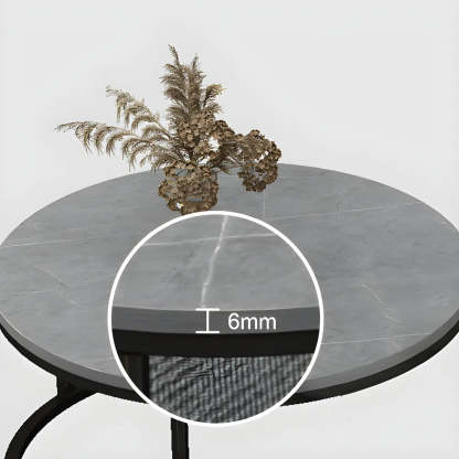 Stone Round Metal-Frame Nesting Coffee Tables — White-Black / Black