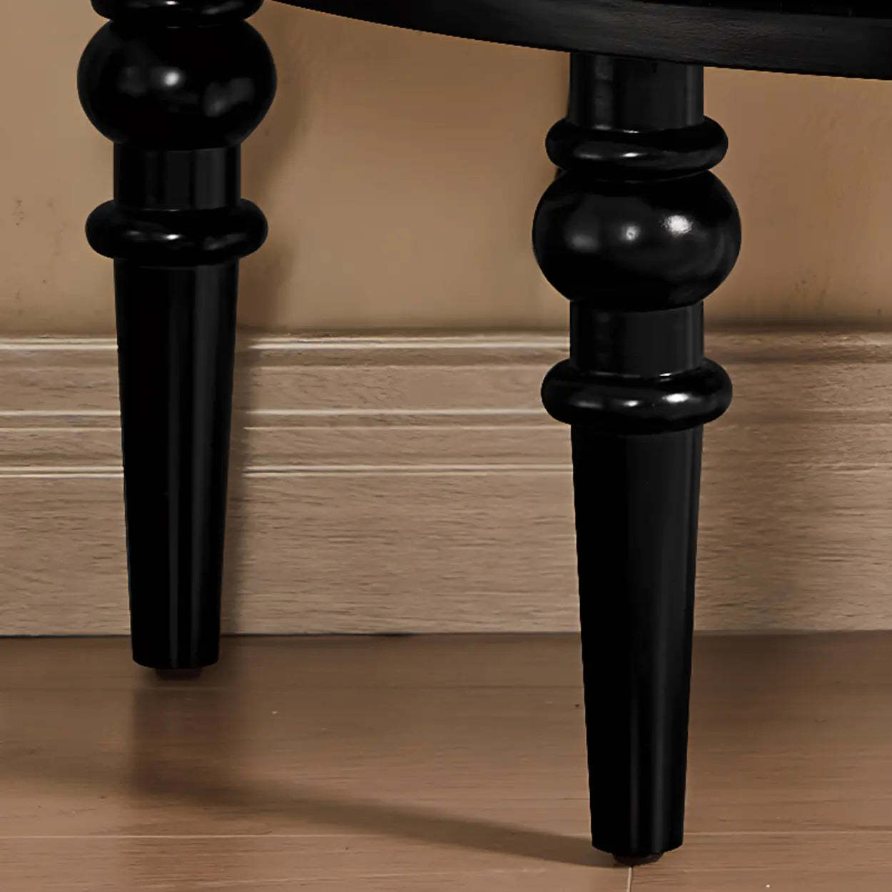 Black Wood Half-Moon Cabinet Console Table