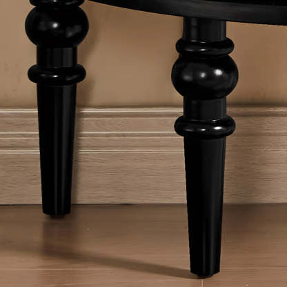 Black Wood Half-Moon Cabinet Console Table