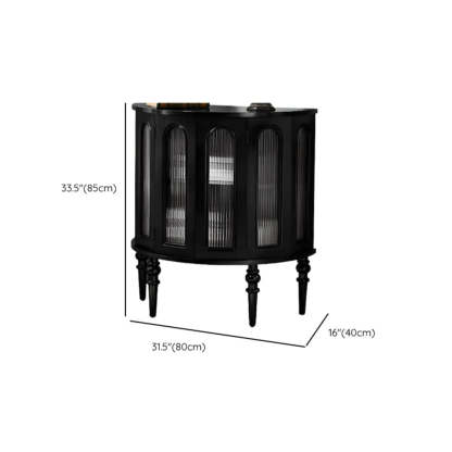 Black Wood Half-Moon Cabinet Console Table