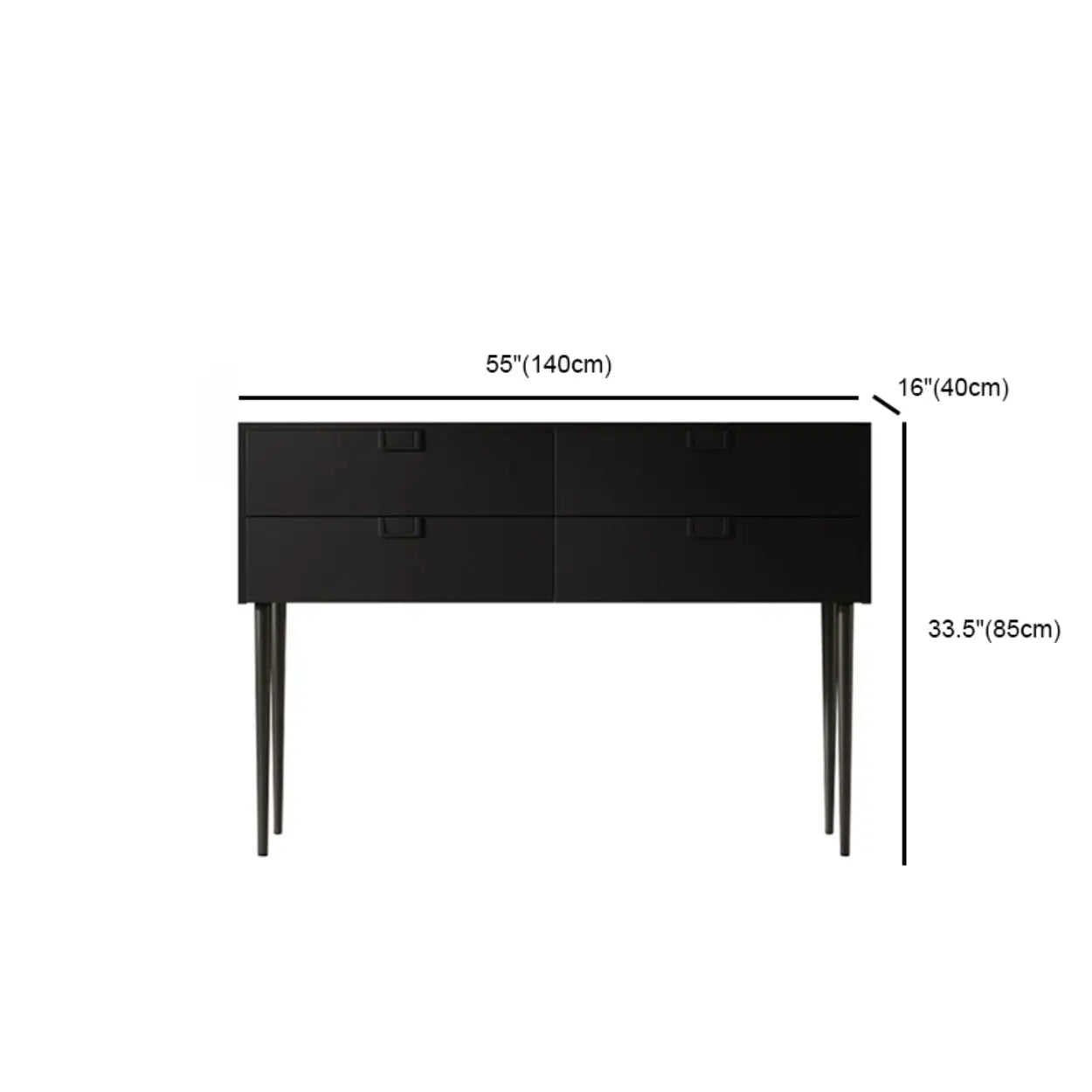 Rectangular Black Wood Console Table with Drawer