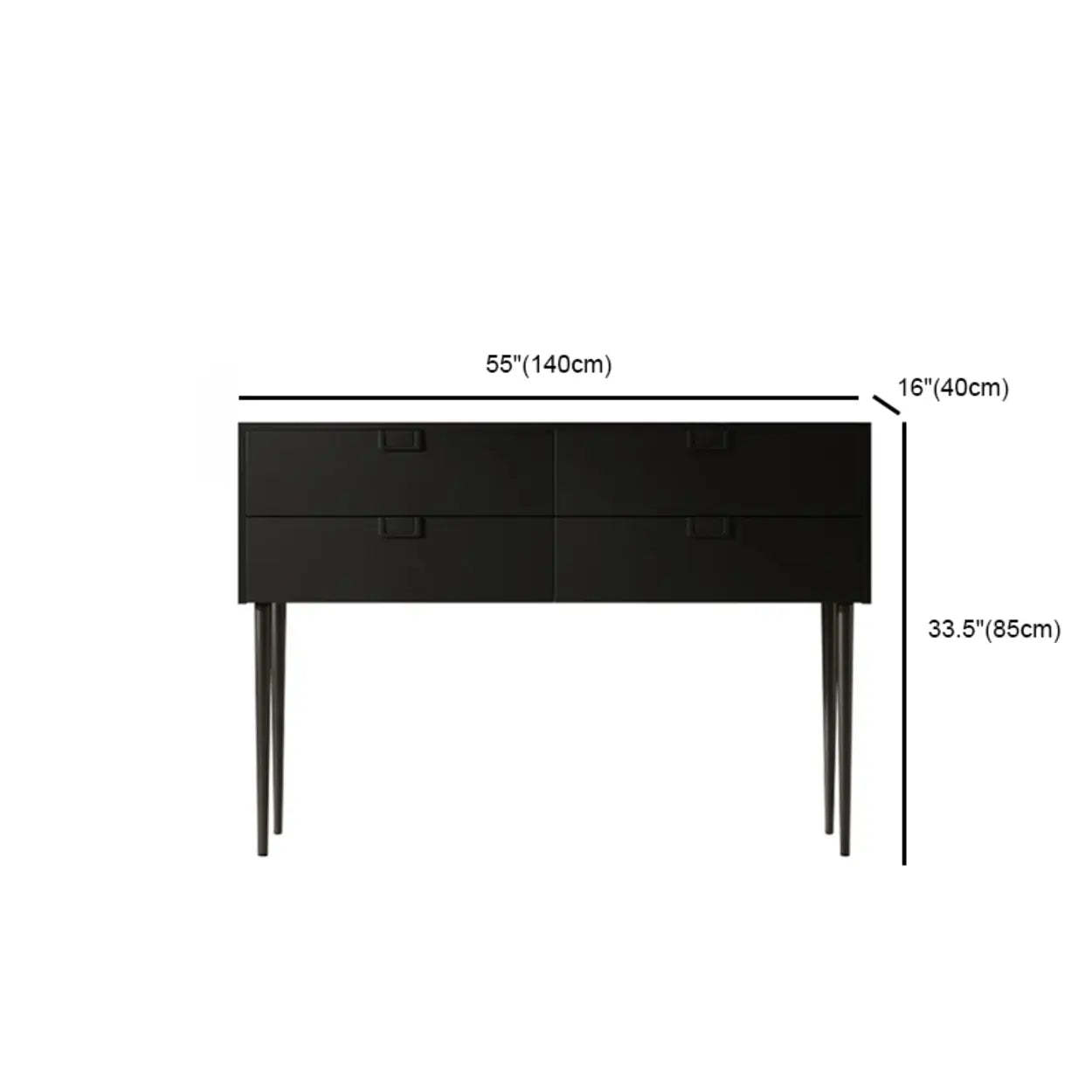 Rectangular Black Wood Console Table with Drawer