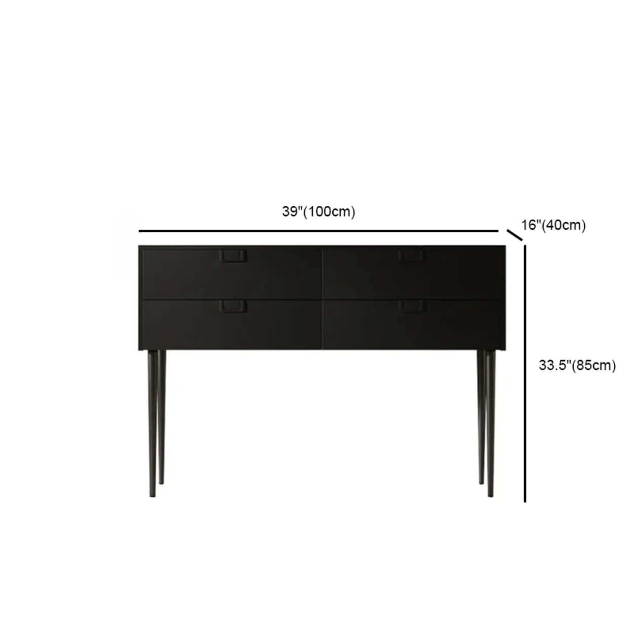 Rectangular Black Wood Console Table with Drawer