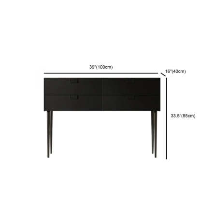 Rectangular Black Wood Console Table with Drawer