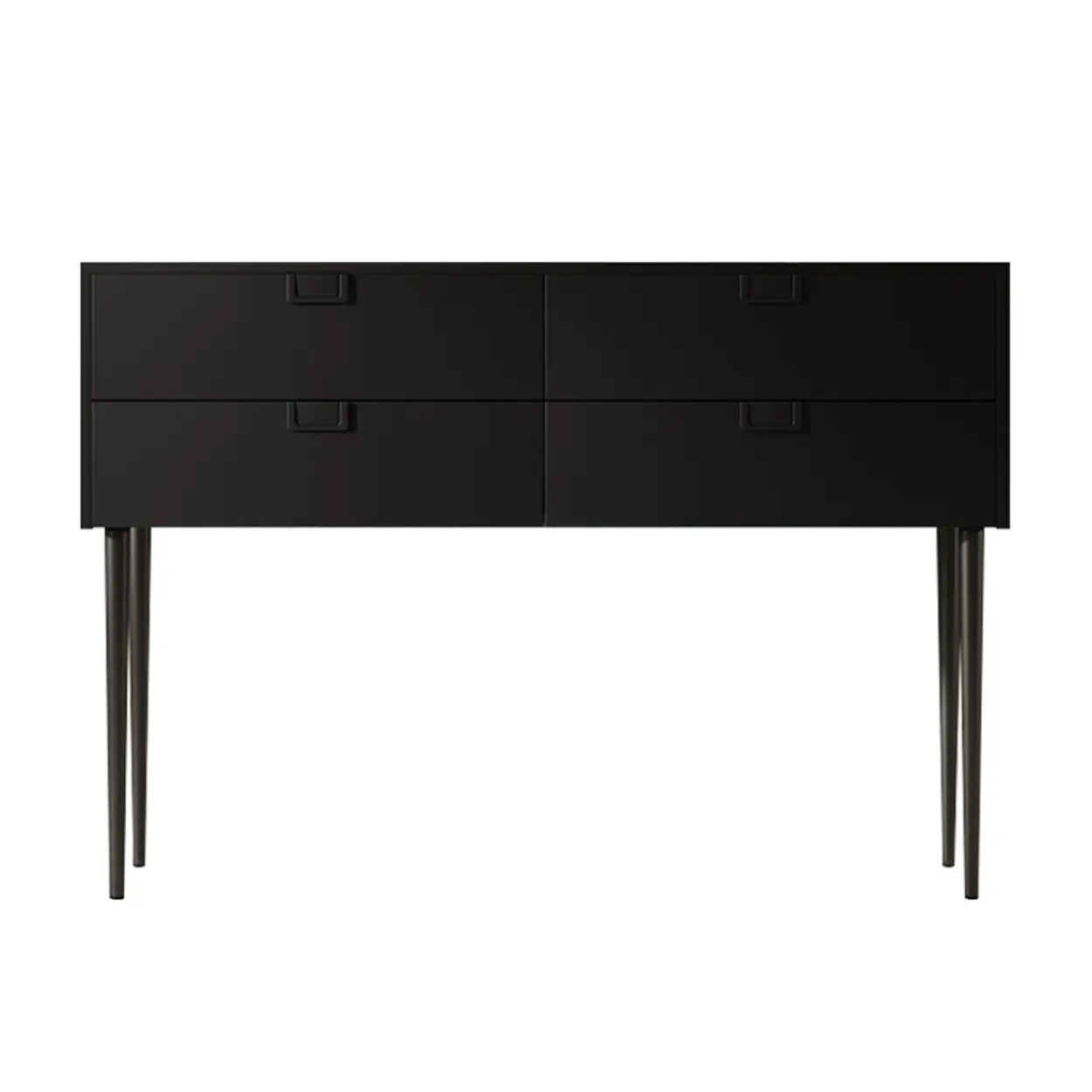 Rectangular Black Wood Console Table with Drawer