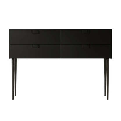 Rectangular Black Wood Console Table with Drawer