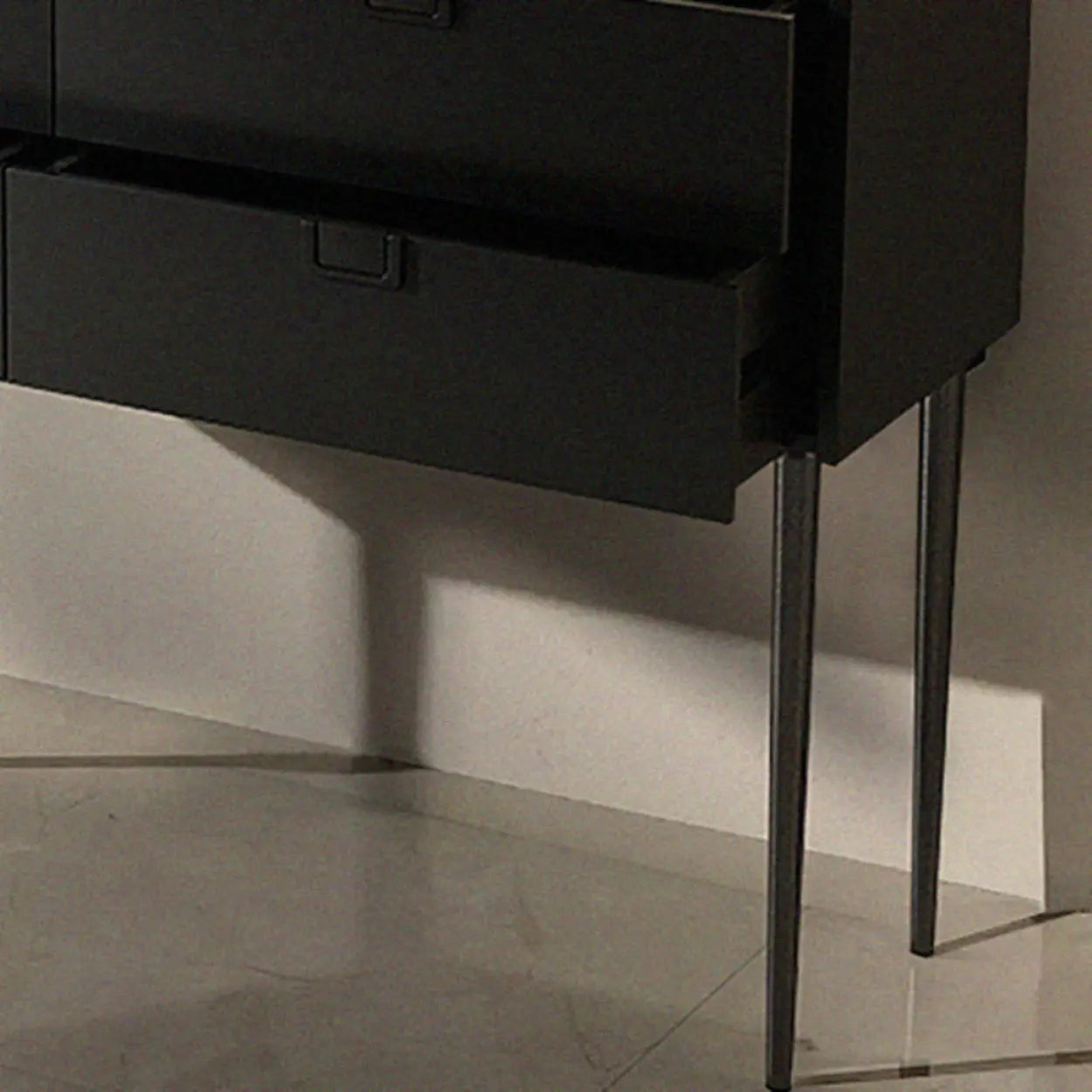 Rectangular Black Wood Console Table with Drawer