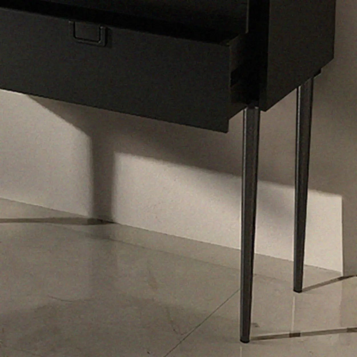 Rectangular Black Wood Console Table with Drawer