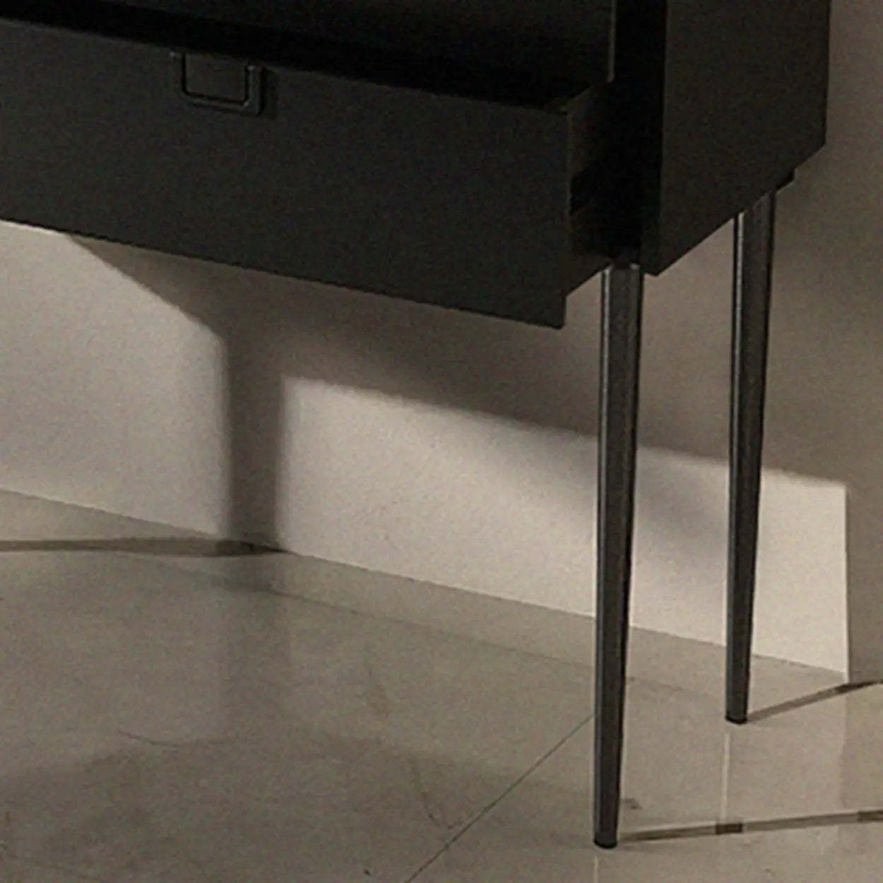Rectangular Black Wood Console Table with Drawer