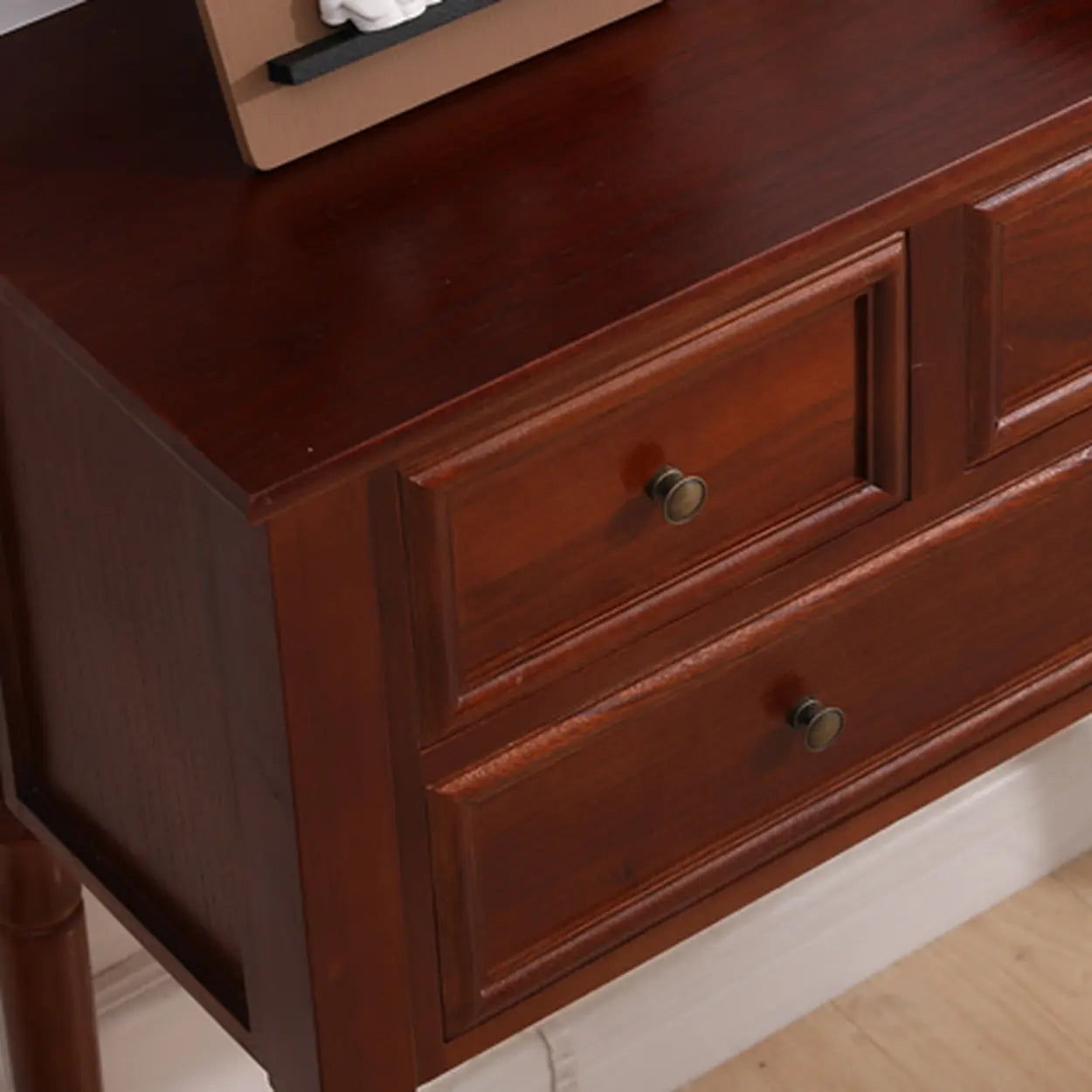 Rectangular Walnut Console Table with Drawers